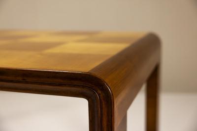 Paolo Buffa Italian Dining Table with Checkered Inlay in the Style of Paolo Buffa Italy