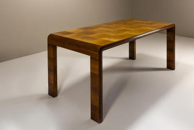 Paolo Buffa Italian Dining Table with Checkered Inlay in the Style of Paolo Buffa Italy