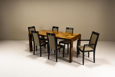 Paolo Buffa Italian Dining Table with Checkered Inlay in the Style of Paolo Buffa Italy