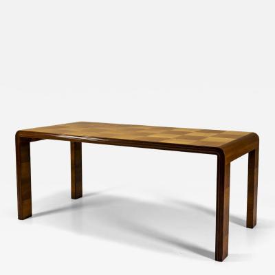 Paolo Buffa Italian Dining Table with Checkered Inlay in the Style of Paolo Buffa Italy