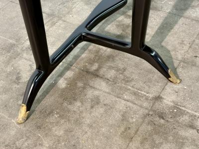 Paolo Buffa Italian Mid Century Black Lacquered Wood and Green Glass Console 1950s