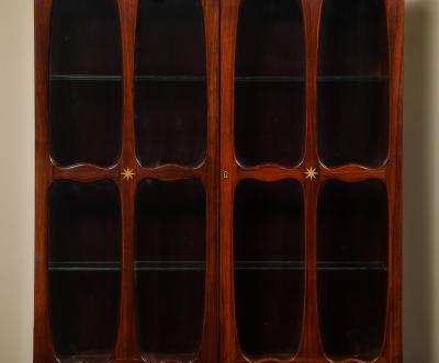 Paolo Buffa Italian Mid Century Brass Inlaid Secretary by Paolo Buffa