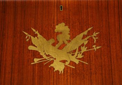 Paolo Buffa Italian Mid Century Brass Inlaid Secretary by Paolo Buffa