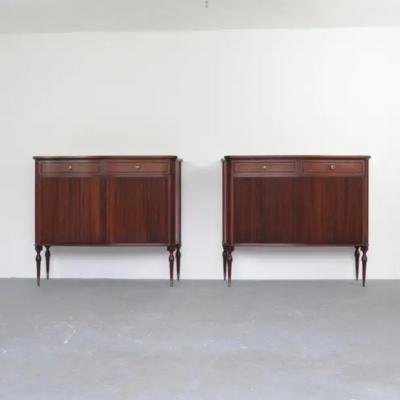 Paolo Buffa Italian Mid Century Modern Neoclassical Walnut Sideboards by Paolo Buffa