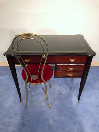 Paolo Buffa Italian Mid Century Modern Small Desk and Chair Attributed to Paolo Buffa 1950s