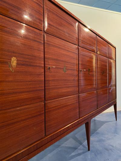 Paolo Buffa Italian Mid Century Modern Tall Sideboard Cabinet Designed by Paolo Buffa 1950