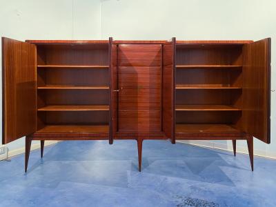 Paolo Buffa Italian Mid Century Modern Tall Sideboard Cabinet Designed by Paolo Buffa 1950