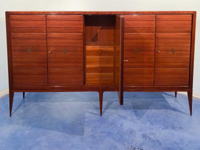 Paolo Buffa Italian Mid Century Modern Tall Sideboard Cabinet Designed by Paolo Buffa 1950