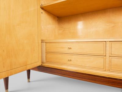 Paolo Buffa Italian Mid Century Sideboard by Paolo Buffa with Floral Marquetry 1950s