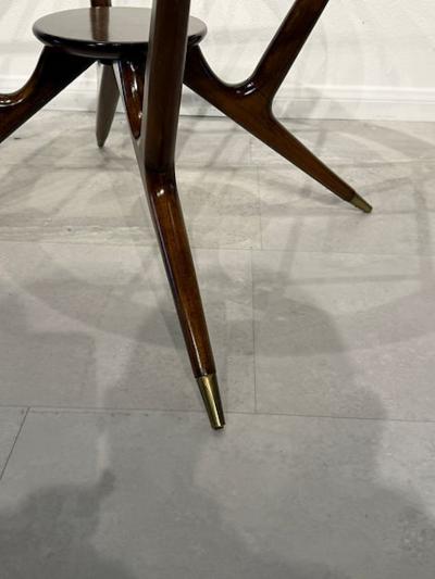 Paolo Buffa Italian Modern Dark Walnut and Glass Occassional Table Paolo Buffa