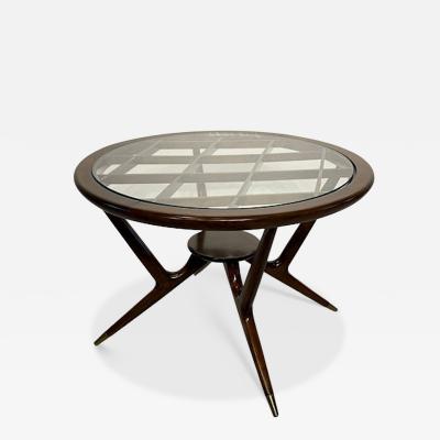 Paolo Buffa Italian Modern Dark Walnut and Glass Occassional Table Paolo Buffa