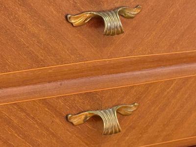 Paolo Buffa Italian Modern Stained Wood Brass Glass Nightstands Italy 1950s