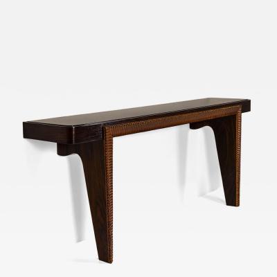 Paolo Buffa Italian Vintage Console in the Style of Paolo Buffa with Glass Top 1950s