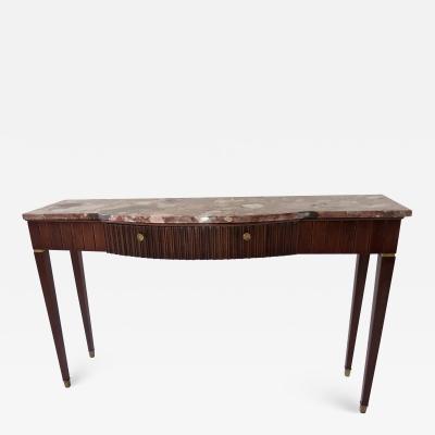 Paolo Buffa Large Paolo Buffa Red Marble Breccia Brass Rosewood Console Table 1950
