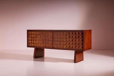 Paolo Buffa Large sculpted diamond shaped chestnut sideboard Italy 1940s
