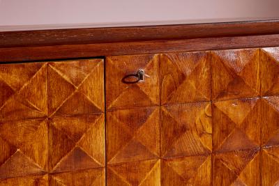 Paolo Buffa Large sculpted diamond shaped chestnut sideboard Italy 1940s