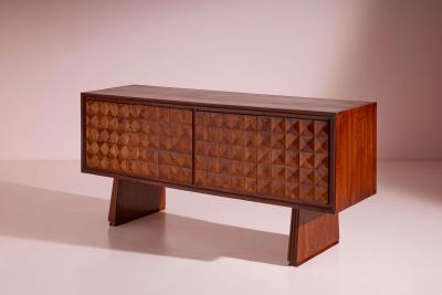Paolo Buffa Large sculpted diamond shaped chestnut sideboard Italy 1940s