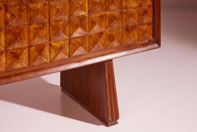 Paolo Buffa Large sculpted diamond shaped chestnut sideboard Italy 1940s
