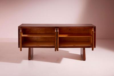 Paolo Buffa Large sculpted diamond shaped chestnut sideboard Italy 1940s