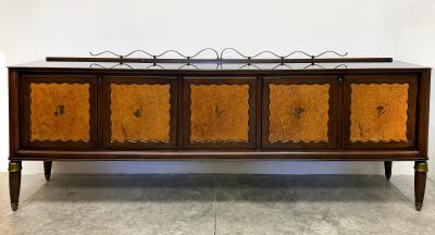 Paolo Buffa Monumental Paola Buffa Italian Mid century Modern Credenza Burl Brass Details