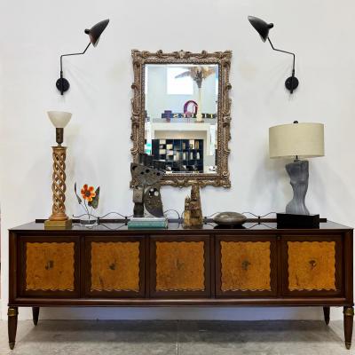 Paolo Buffa Monumental Paola Buffa Italian Mid century Modern Credenza Burl Brass Details