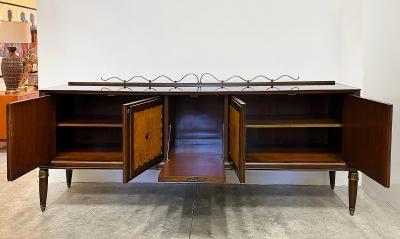 Paolo Buffa Monumental Paola Buffa Italian Mid century Modern Credenza Burl Brass Details