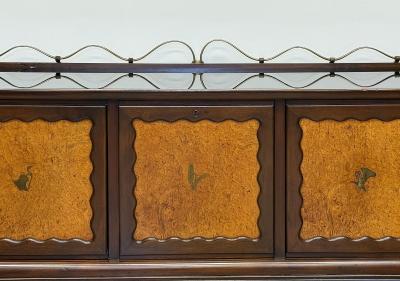 Paolo Buffa Monumental Paola Buffa Italian Mid century Modern Credenza Burl Brass Details
