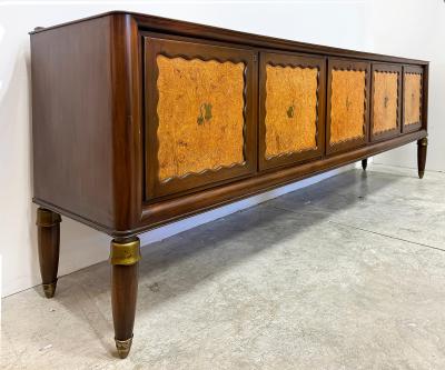 Paolo Buffa Monumental Paola Buffa Italian Mid century Modern Credenza Burl Brass Details