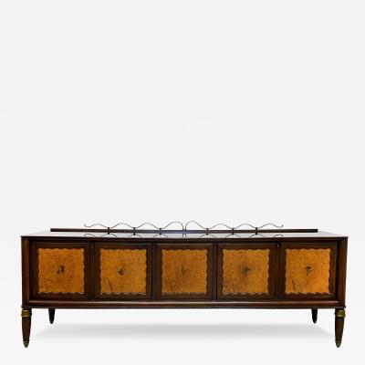 Paolo Buffa Monumental Paola Buffa Italian Mid century Modern Credenza Burl Brass Details