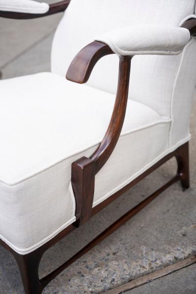 Paolo Buffa PAIR OF WALNUT MID CENTURY MODERN WINGBACK ARMCHAIRS BY PAOLO BUFFA