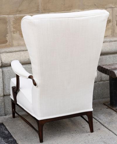 Paolo Buffa PAIR OF WALNUT MID CENTURY MODERN WINGBACK ARMCHAIRS BY PAOLO BUFFA