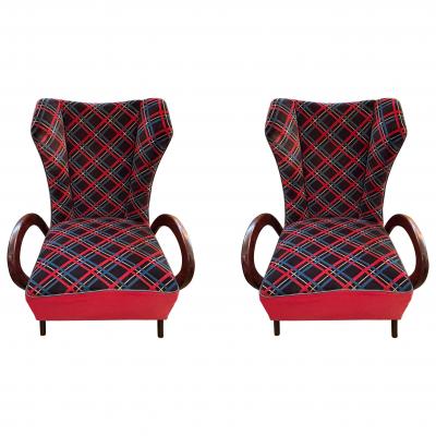Paolo Buffa Pair If Italian Modern Lounge Chairs By Paolo Buffa