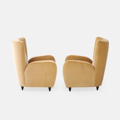 Paolo Buffa Pair of Camel Velvet Lounge Chairs for Hotel Bristol Merano by Paolo Buffa