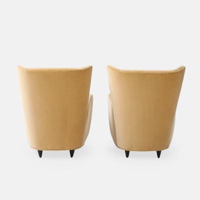 Paolo Buffa Pair of Camel Velvet Lounge Chairs for Hotel Bristol Merano by Paolo Buffa