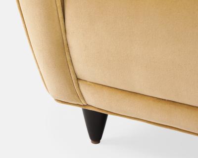 Paolo Buffa Pair of Camel Velvet Lounge Chairs for Hotel Bristol Merano by Paolo Buffa