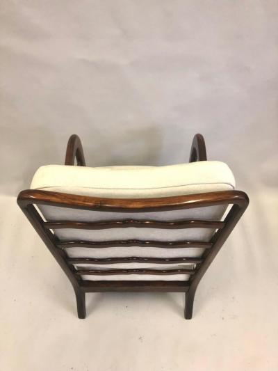 Paolo Buffa Pair of Italian Mid Century Modern Neoclassical Cherry Armchairs by Paolo Buffa