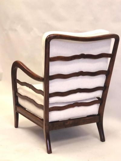 Paolo Buffa Pair of Italian Mid Century Modern Neoclassical Cherry Armchairs by Paolo Buffa