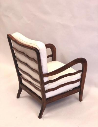 Paolo Buffa Pair of Italian Mid Century Modern Neoclassical Cherry Armchairs by Paolo Buffa