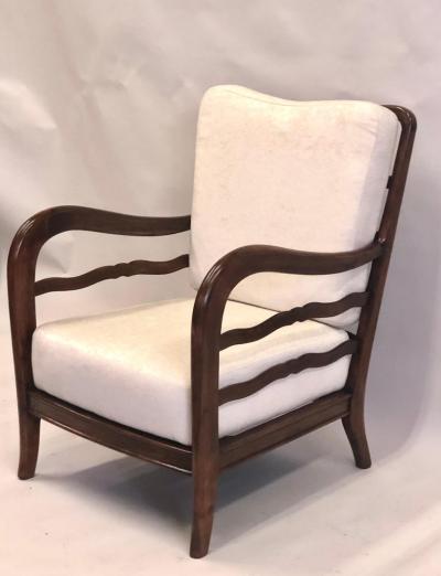 Paolo Buffa Pair of Italian Mid Century Modern Neoclassical Cherry Armchairs by Paolo Buffa