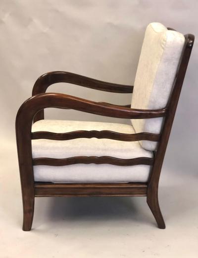 Paolo Buffa Pair of Italian Mid Century Modern Neoclassical Cherry Armchairs by Paolo Buffa