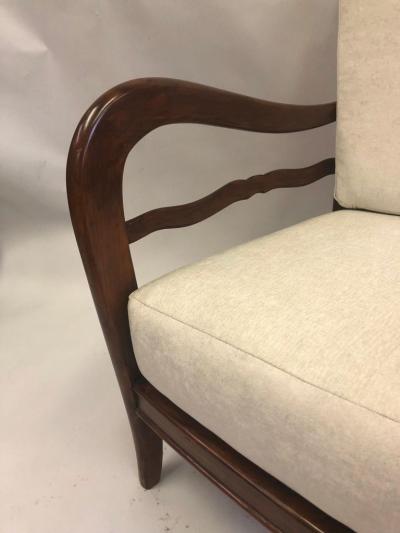 Paolo Buffa Pair of Italian Mid Century Modern Neoclassical Cherry Armchairs by Paolo Buffa