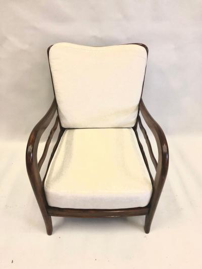 Paolo Buffa Pair of Italian Mid Century Modern Neoclassical Cherry Armchairs by Paolo Buffa