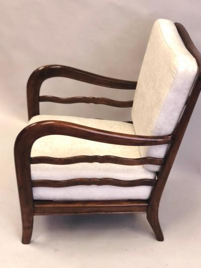 Paolo Buffa Pair of Italian Mid Century Modern Neoclassical Cherry Armchairs by Paolo Buffa