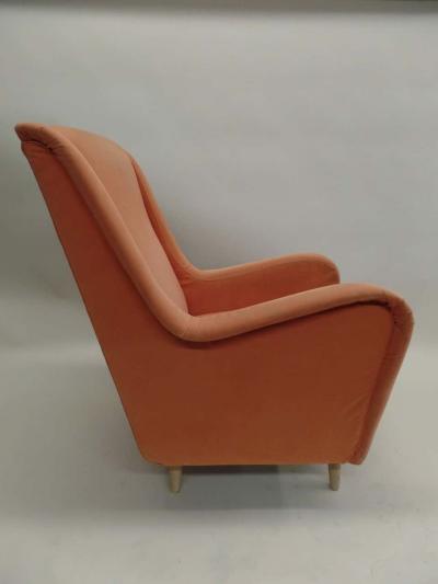 Paolo Buffa Pair of Italian Mid Century Modern Wing Back Lounge Chairs by Paolo Buffa
