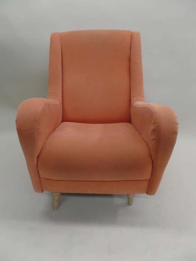 Paolo Buffa Pair of Italian Mid Century Modern Wing Back Lounge Chairs by Paolo Buffa