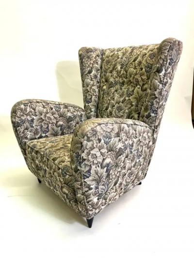 Paolo Buffa Pair of Italian Mid Century Modern Wingback Lounge Chairs by Paolo Buffa 1950