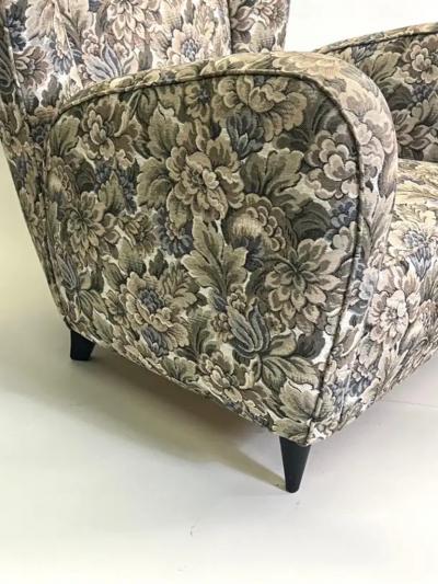 Paolo Buffa Pair of Italian Mid Century Modern Wingback Lounge Chairs by Paolo Buffa 1950