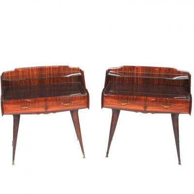Paolo Buffa Pair of Italian Mid Century Nightstands in the Style of Paolo Buffa circa 1950s