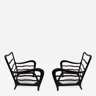Paolo Buffa Pair of Italian Modern Neoclassical Walnut Lounge Chairs by Paolo Buffa 1940