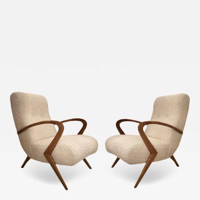 Paolo Buffa Pair of Paolo Buffa Armchairs in Boucl 